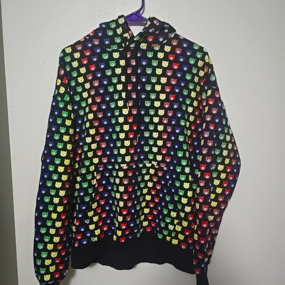 Teddy Fresh Ted All Over Rainbow & Black Hoodie Size XS Unisex
